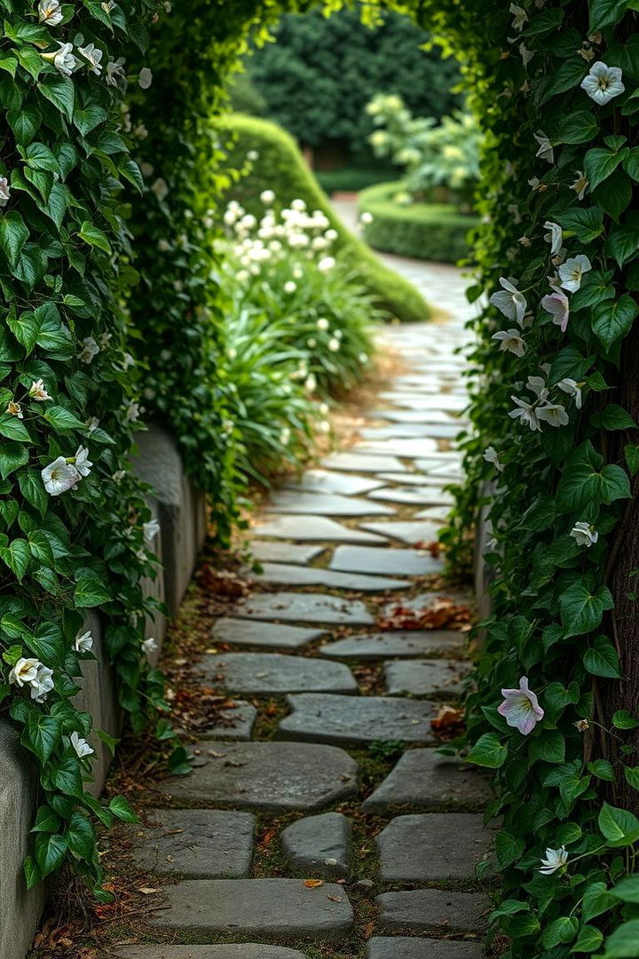 Vine Covered Stone Walkway - 22 Stone Walkway Ideas