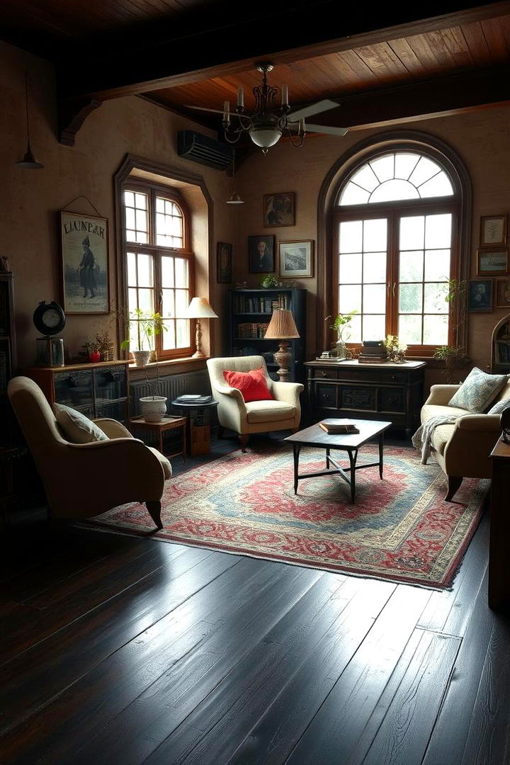 Vintage Accents for Character - 22 Dark Brown Floor Living Room Ideas