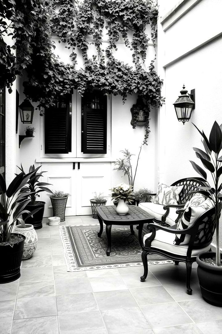 Vintage Accents with a Modern Twist - 22 Black and White Patio Ideas