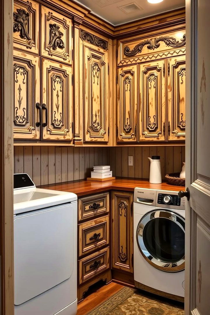 Vintage Antique Inspired Cabinets - 22 Laundry Room Cabinet Ideas