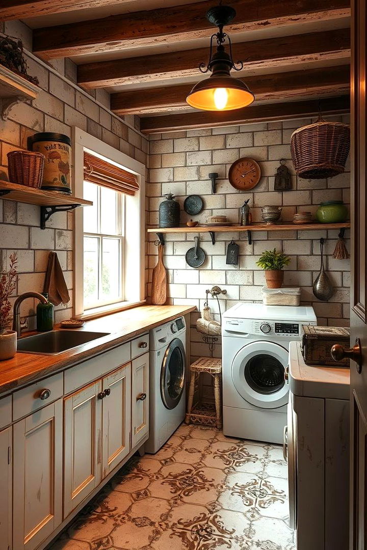 Vintage Antique Look Tiles - 22 Laundry Room Tile Ideas