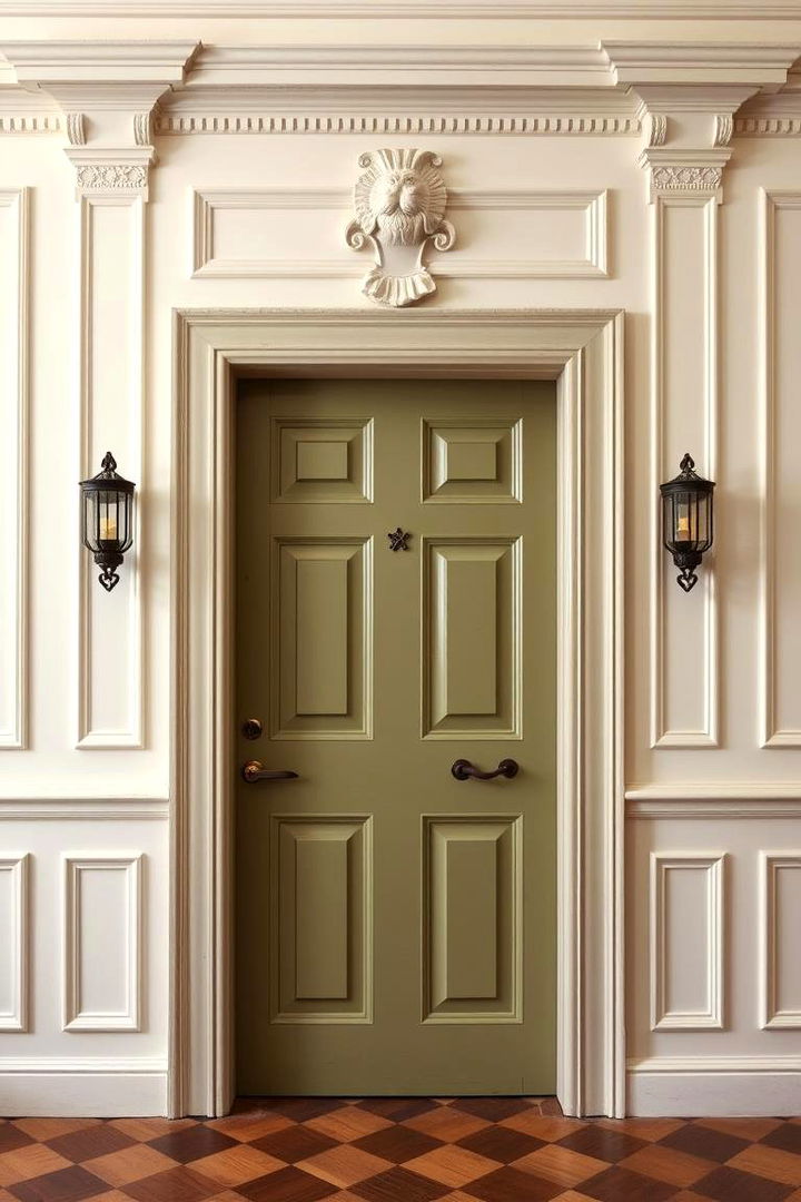 Vintage Appeal with Olive and Cream Accents - 22 Olive Green Front Door Ideas