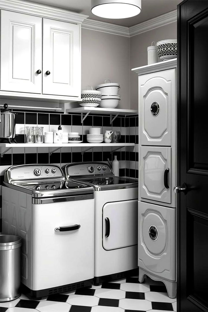 Vintage Appliance Revival - 22 Black and White Laundry Room Ideas