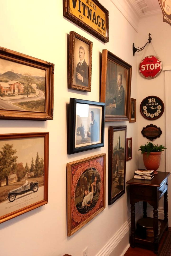 Vintage Art Display - 22 Entryway Wall Ideas