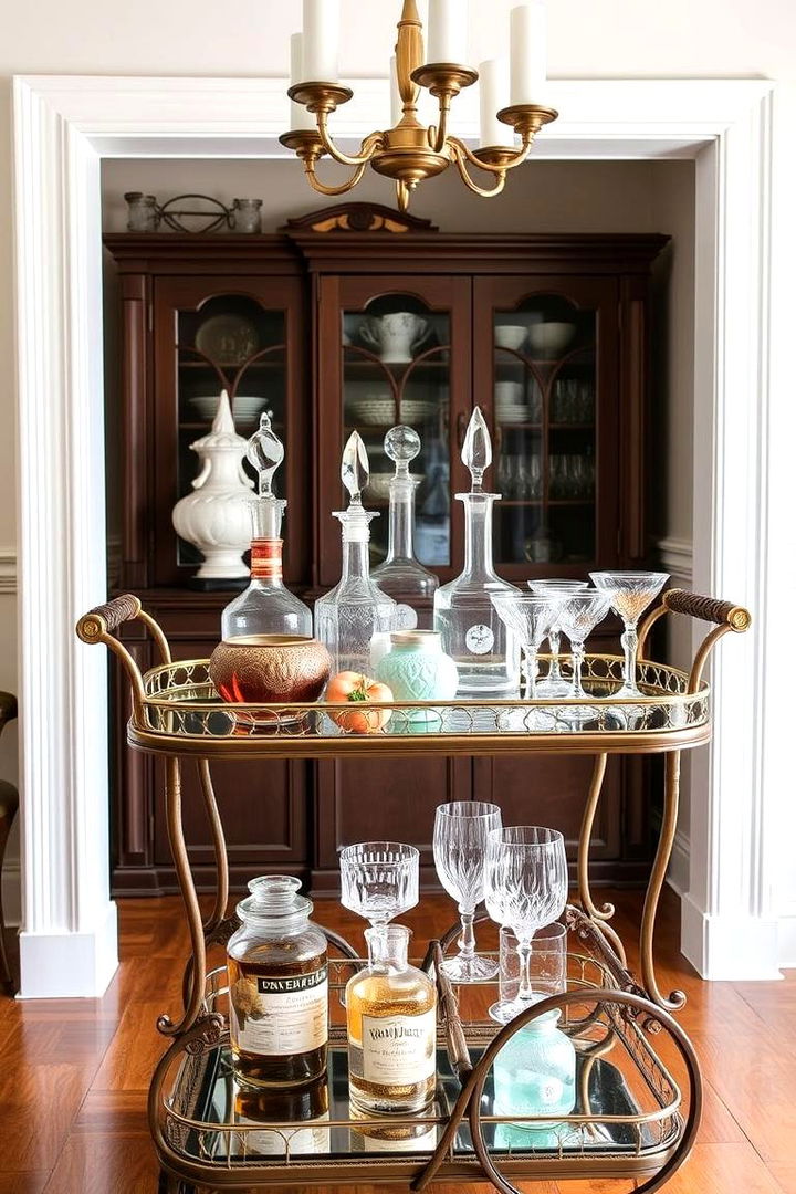 Vintage Bar Cart Charm - 22 Vintage Dining Room Ideas