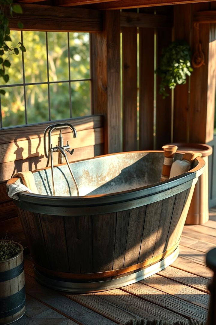 Vintage Barrel Bathtub Charm - 22 Outdoor Bathtub Ideas