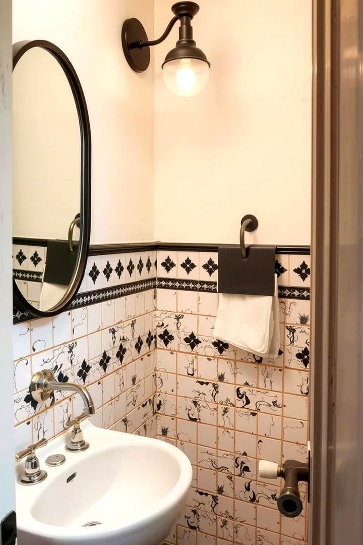 Vintage Black and White Charm - 22 Black and White Powder Room Ideas