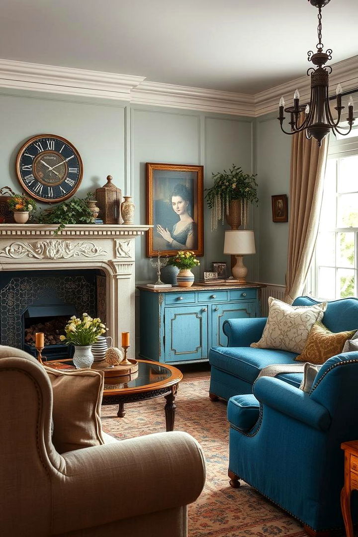Vintage Blue Accents - 22 blue and beige living room ideas