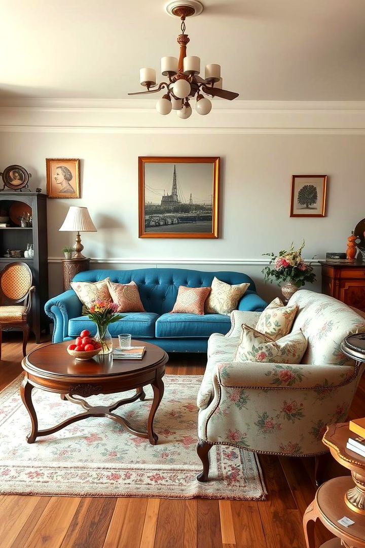 Vintage Blue Charm - 22 Blue Couch Living Room Ideas