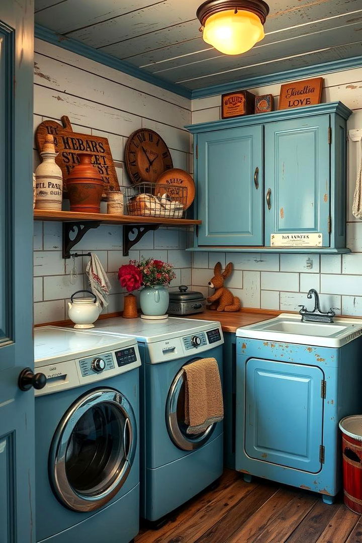 Vintage Blue Charm - 22 Blue Laundry Room Ideas