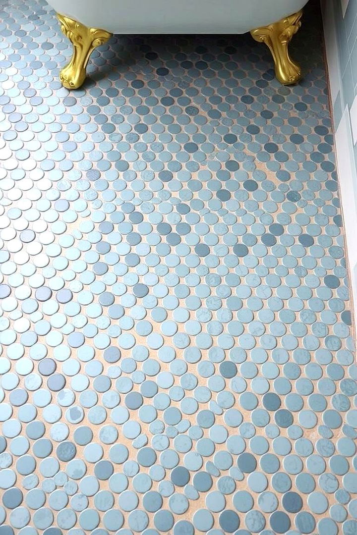 Vintage Blue Hues - 22 Penny Tile Bathroom Floor Ideas