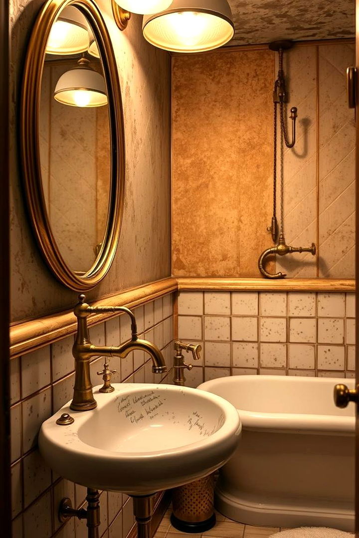 Vintage Brass Fixtures for Timeless Detail - 22 Country Bathroom Ideas