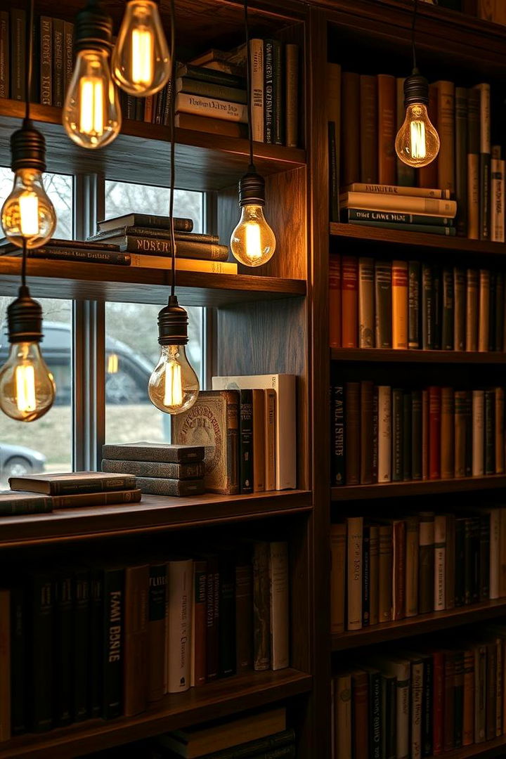 Vintage Bulb Accents - 22 Bookshelf Lighting Ideas