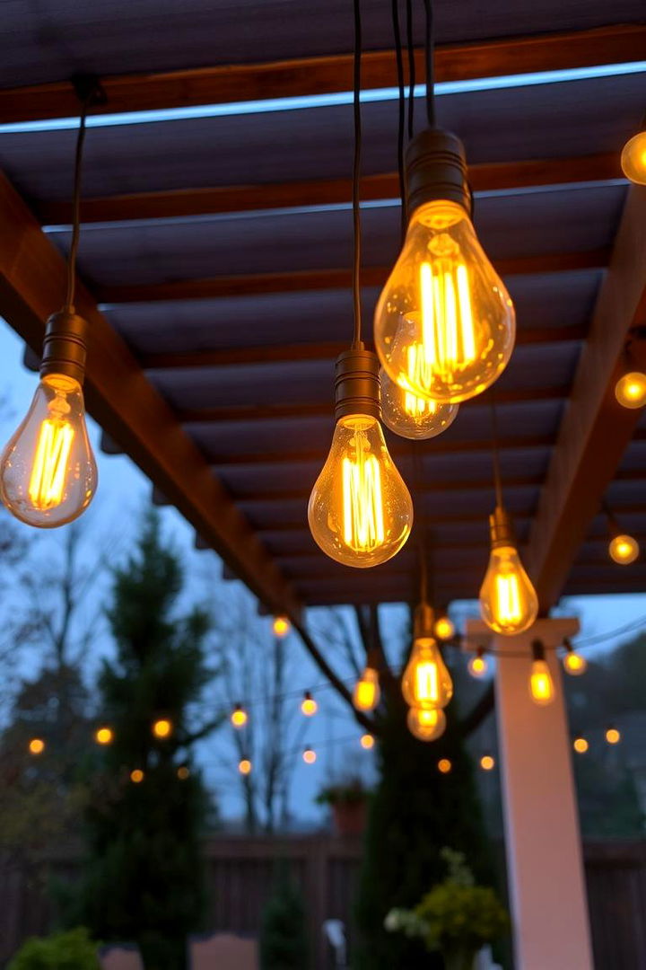 Vintage Bulb Chandeliers - 22 Pergola Lighting Ideas