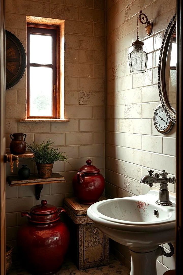 Vintage Burgundy Ceramic Pottery - 22 Burgundy Bathroom Ideas