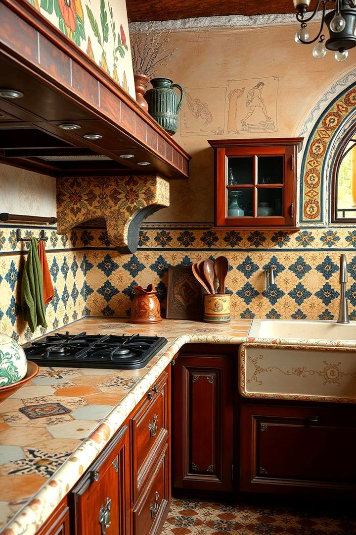 Vintage Ceramic Countertops and Details - 22 Spanish Style Kitchen Ideas