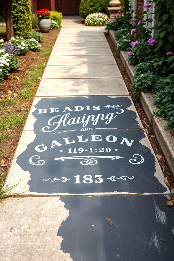 Vintage Chalkboard Style - 22 Concrete Walkway Painting Ideas