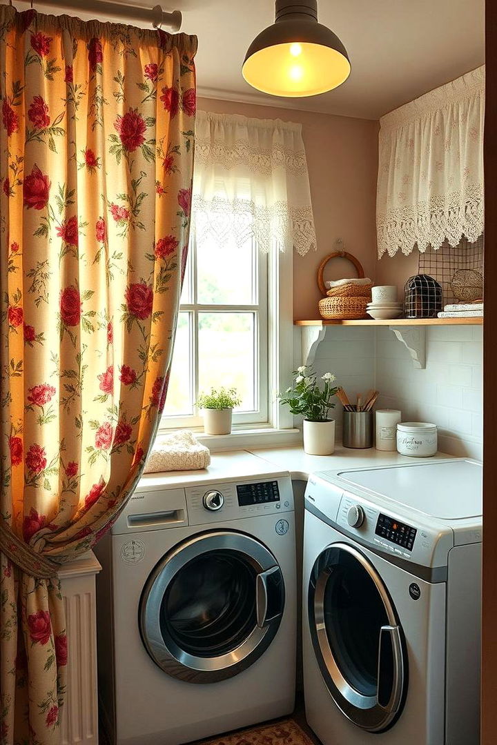 Vintage Charm Drapes - 22 Laundry Room Curtain Ideas