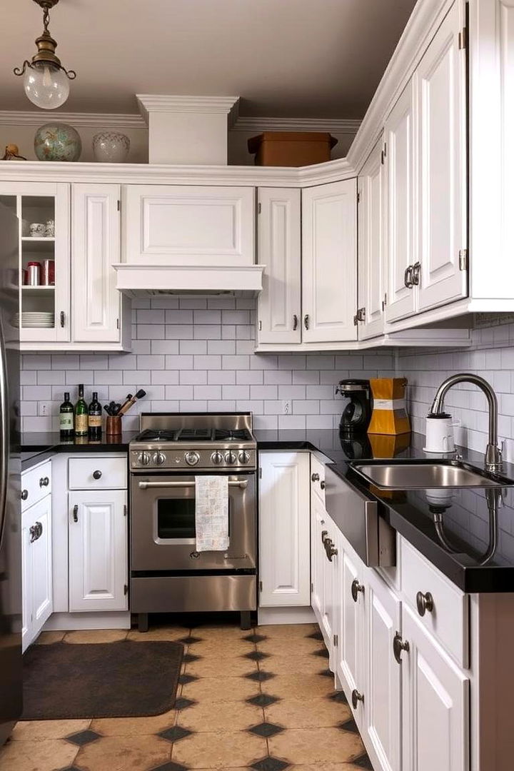 Vintage Charm Infusions - 22 Kitchen With White Cabinets and Black Countertops Ideas