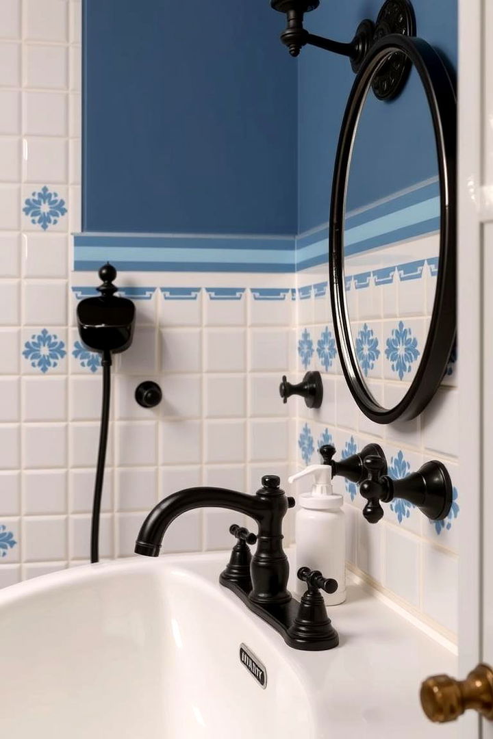 Vintage Charm Revisited in Modern Hues - 22 black and blue bathroom ideas