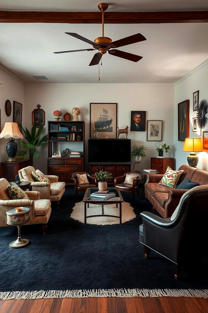 Vintage Charm Revitalized - 22 Black Carpet Living Room Ideas