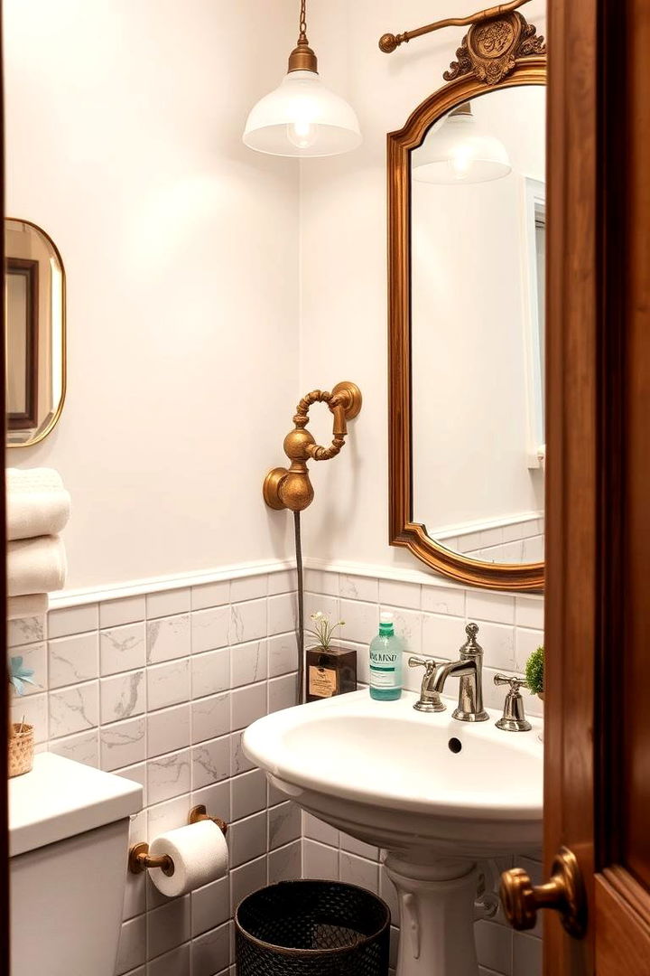 Vintage Charm Touches - 22 Small Powder Room Ideas