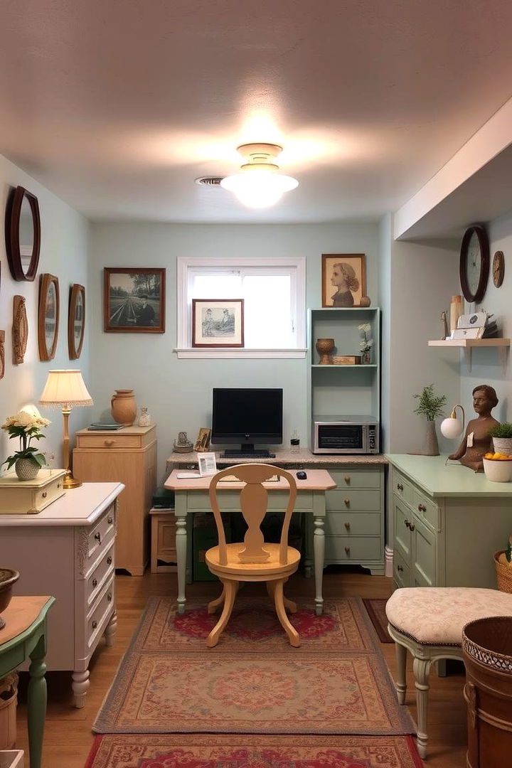 Vintage Charm Workspace - 22 basement office ideas