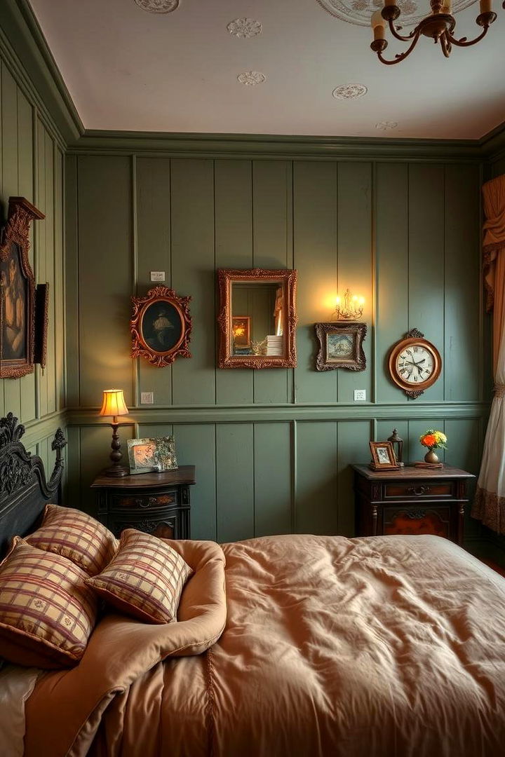 Vintage Charm and Green Panels - 22 Green Panelling Bedroom Ideas