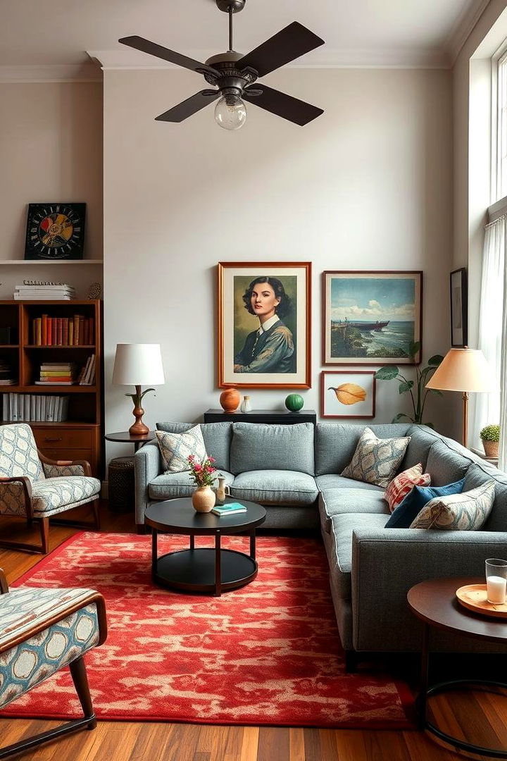 Vintage Charm with Contemporary Touches - 22 Grey Sectional Living Room Ideas
