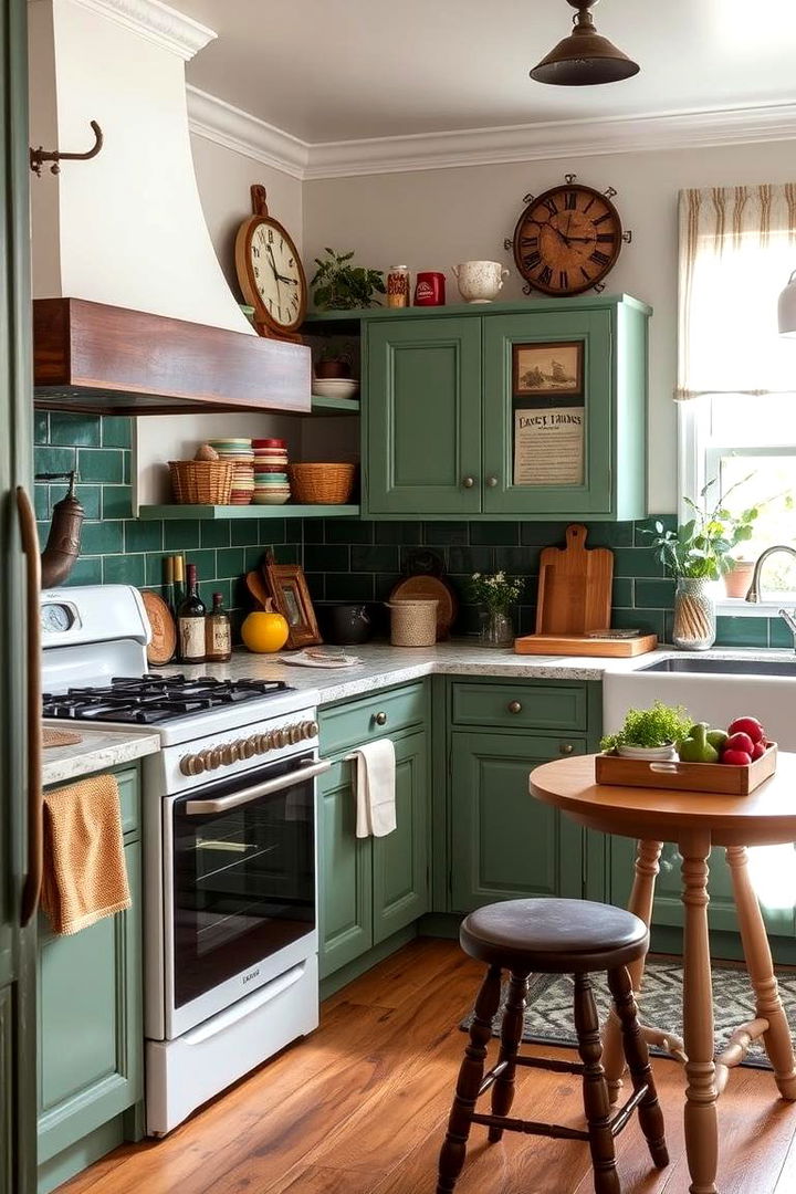 Vintage Charm with Forest Green Elements - 22 Forest Green Kitchen Ideas