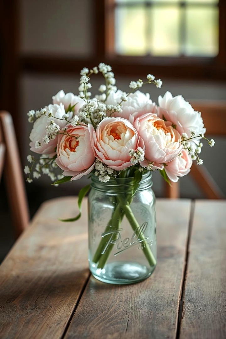 Vintage Charm with Fresh Blooms - 22 Mason Jar Wedding Centerpieces