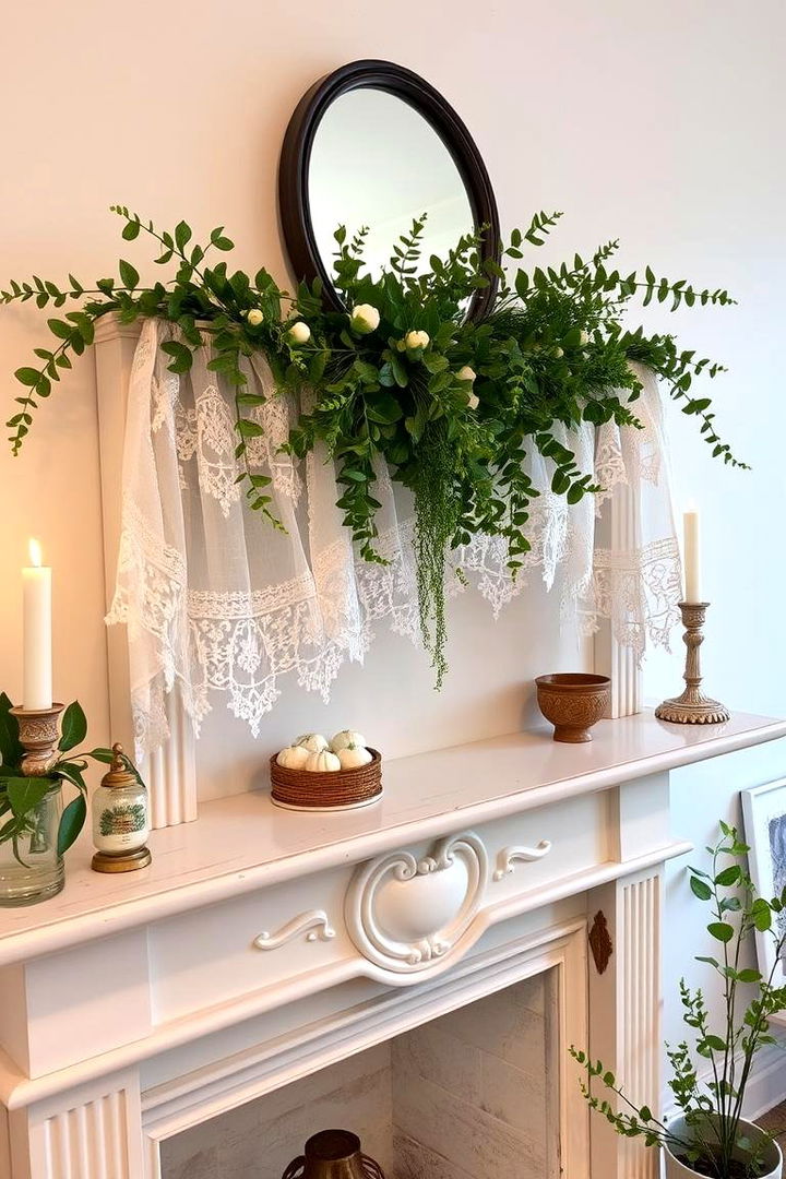 Vintage Charm with Lace - 22 Mantel Garland Ideas