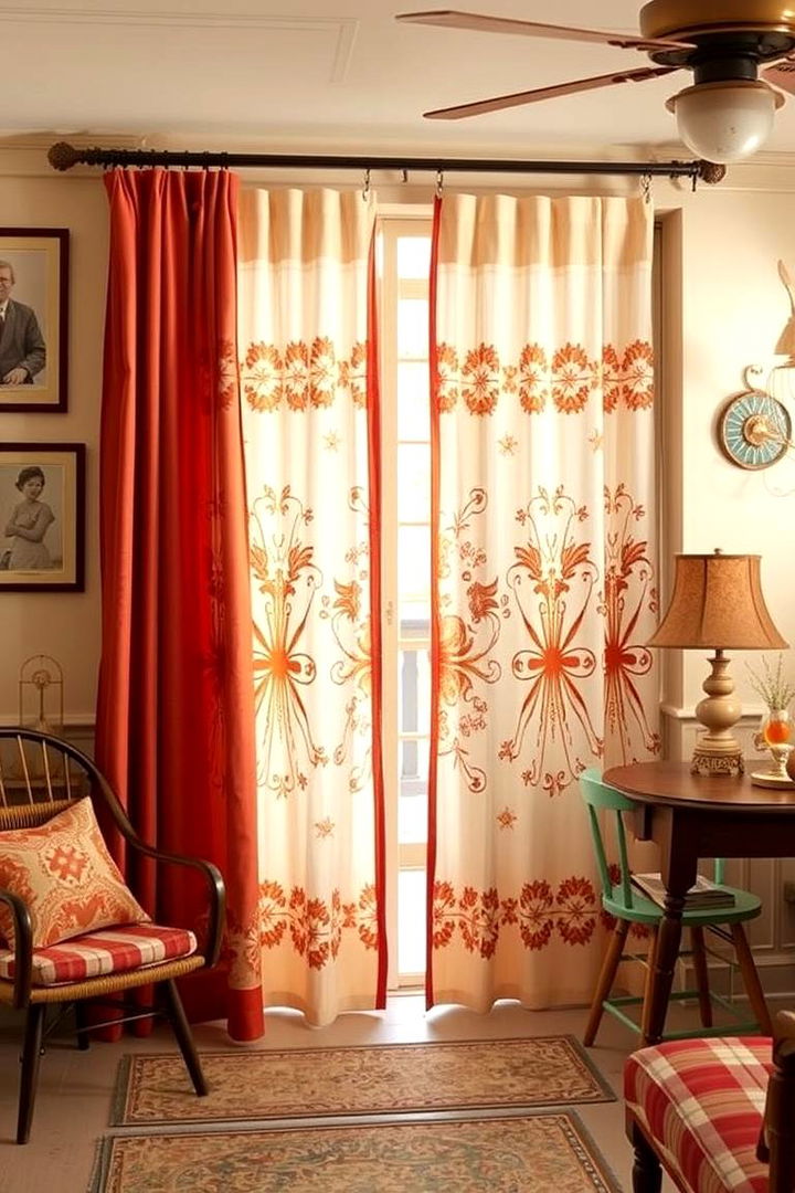 Vintage Charm with Retro Designs - 22 Sliding Door Curtain Ideas