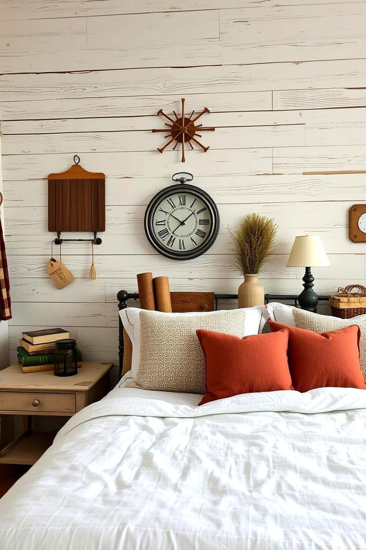 Vintage Charm with Weathered Shiplap - 22 Shiplap Bedroom Ideas