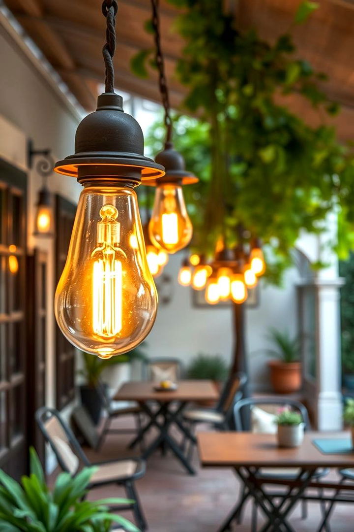 Vintage Chic Bulbs - 22 Covered Patio Lighting Ideas