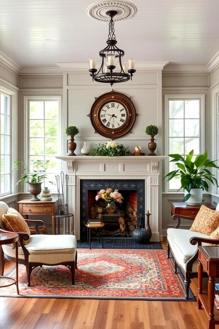 Vintage Colonial Charm Sunroom - 22 Sunroom With Fireplace Ideas