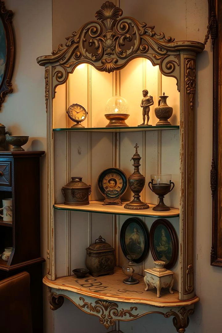 Vintage Corner Shelf Charm - 22 Corner Shelf Ideas