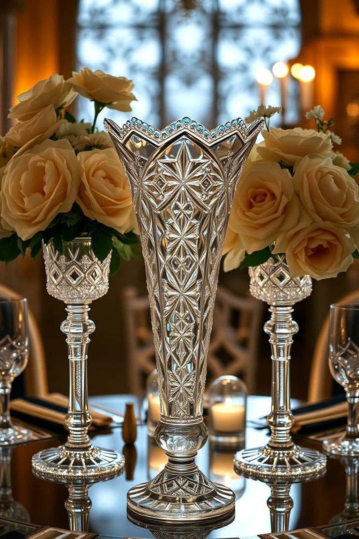 Vintage Crystal Vases - 22 Tall Wedding Centerpiece Ideas