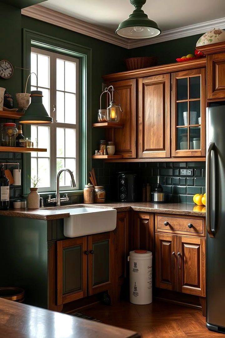 Vintage Dark Green Details - 22 Dark Green Kitchen Ideas