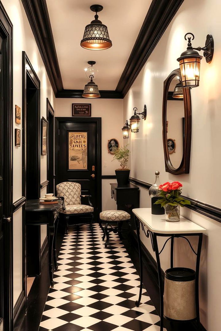 Vintage Decor Touches - 22 Black and White Hallway Ideas