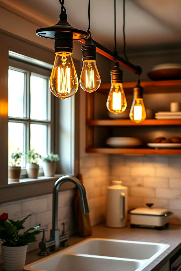 Vintage Edison Style Bulb Fixtures - 22 Kitchen Sink Lighting Ideas