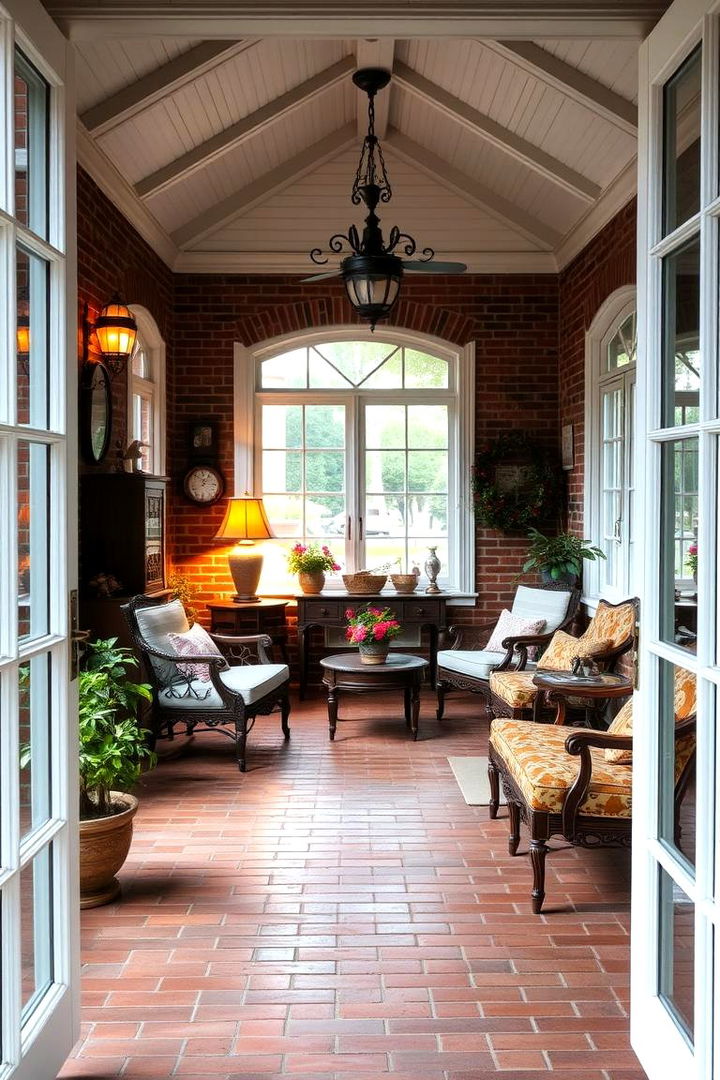 Vintage Elegance - 22 Brick Floor Sunroom Ideas