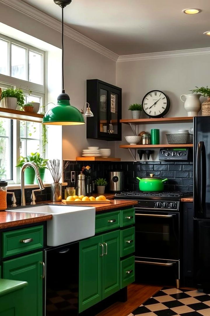 Vintage Elements with Contemporary Twist - 22 Black and Green Kitchen Ideas