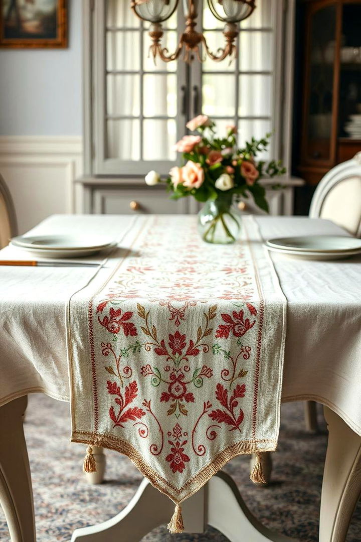 Vintage Embroidered Table Runners - 22 Table Runner Ideas
