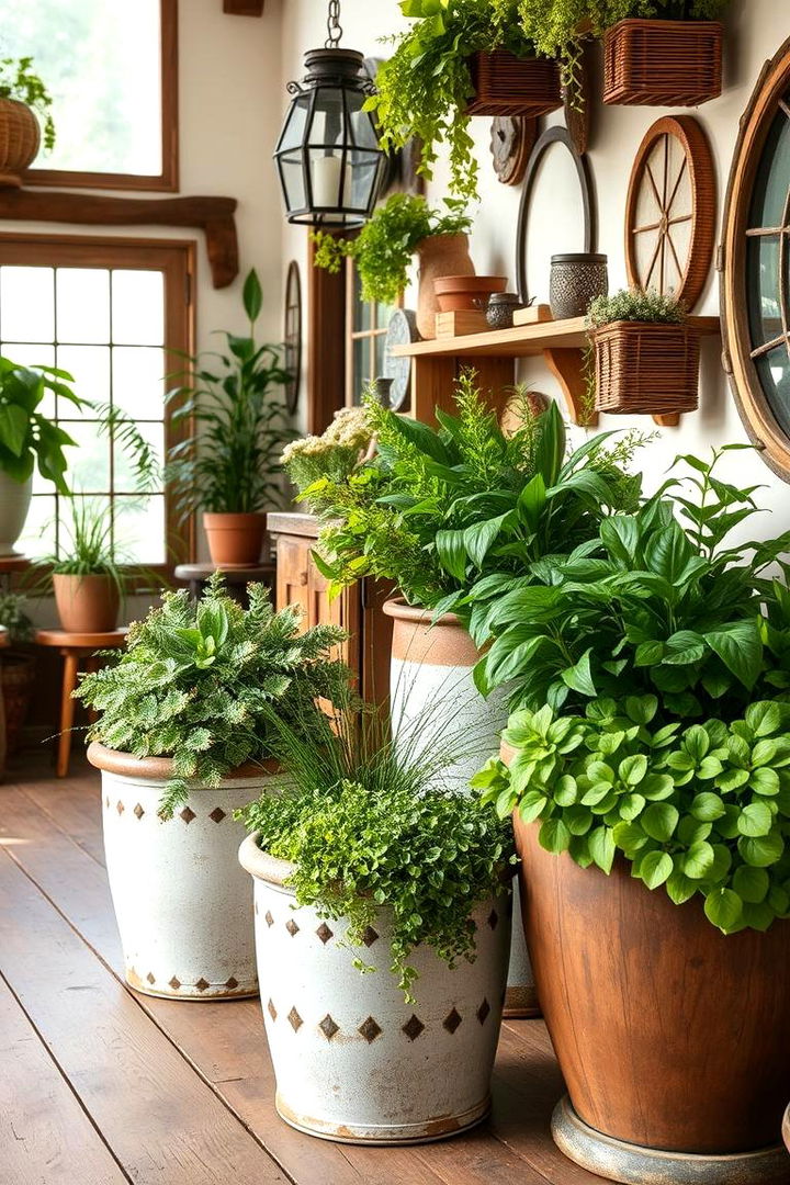 Vintage Farmhouse Greenery - 22 Farmhouse Living Room Ideas