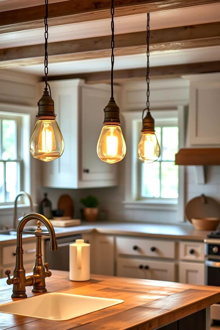 Vintage Farmhouse Lighting - 22 Primitive Kitchen Ideas