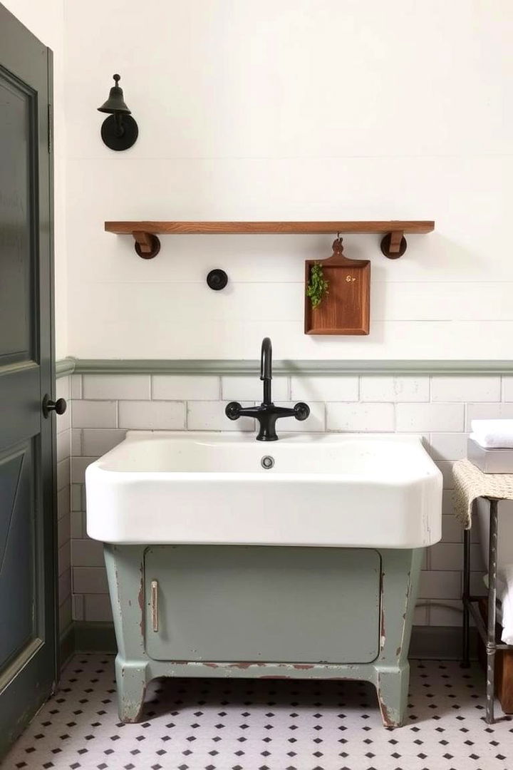 Vintage Farmhouse Sink Charm - 22 Country Bathroom Ideas