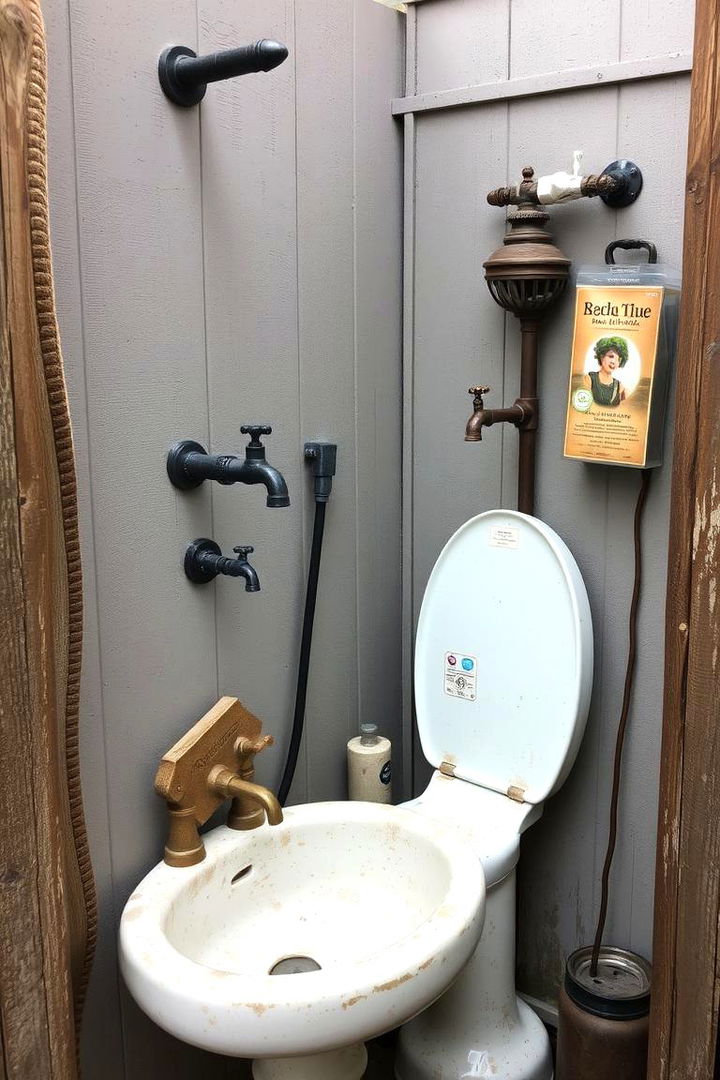 Vintage Fixtures Charm - 22 Rustic Outdoor Bathroom Ideas