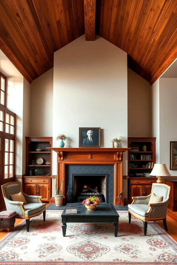 Vintage Flair Meets Modern Sophistication - 22 Rooms With Fireplaces With Vaulted Ceilings Features