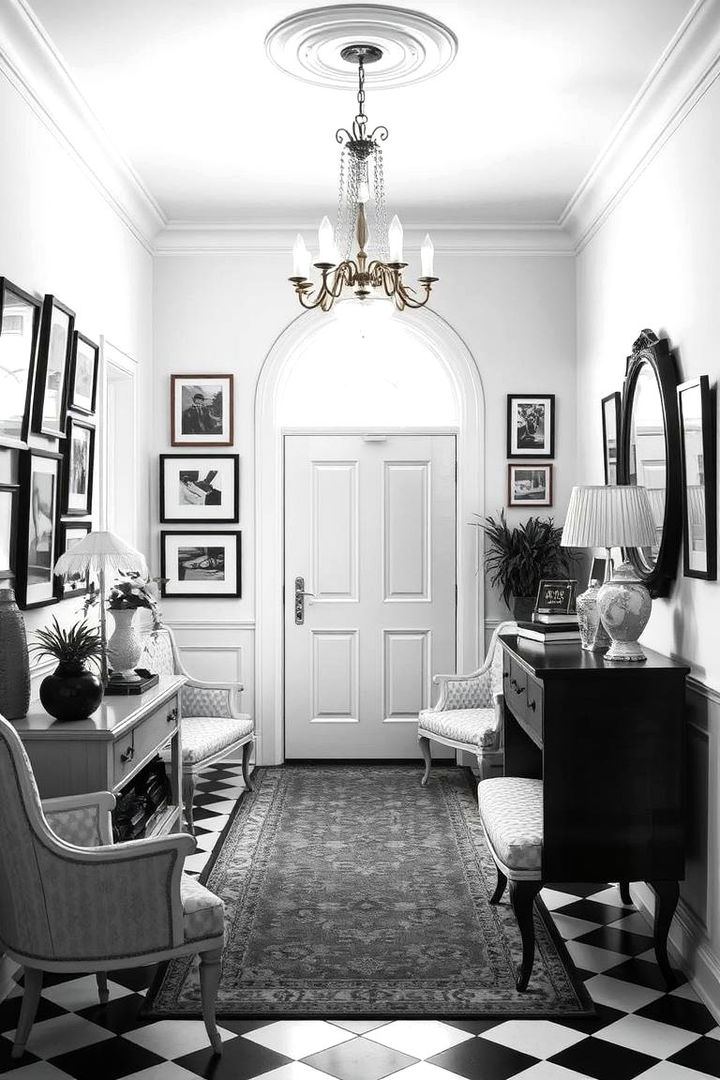 Vintage Flair Statement - 22 Black and White Entryway Design Ideas